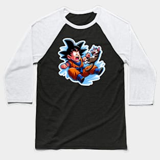 Goku playfully sparring with a surprised animal Baseball T-Shirt